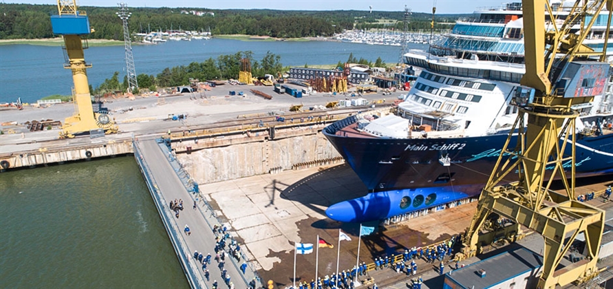 Meyer Turku Floats New Mein Schiff 2 Out Of Building Dock