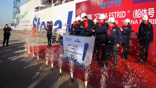 Stena's first E-Flexer ferry floats out of her dry dock