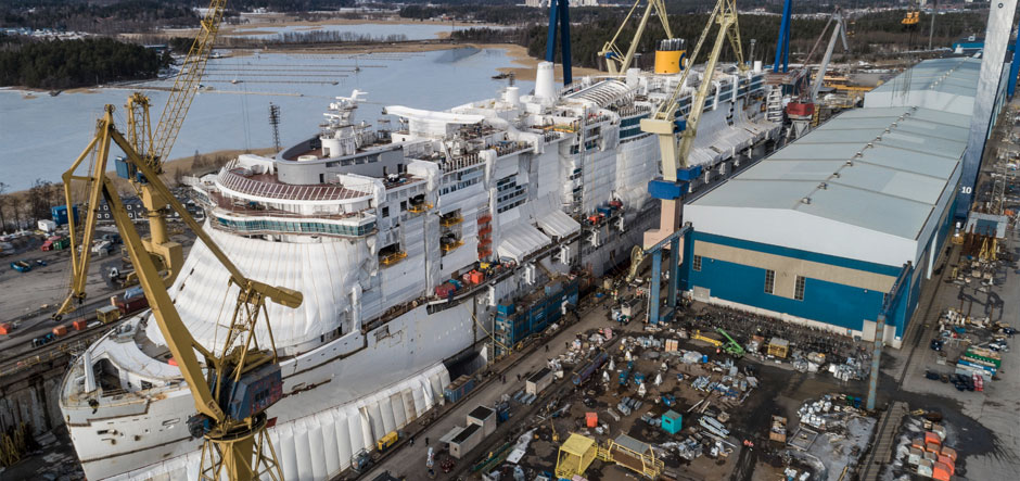 Meyer Turku floats Costa Smeralda out of her building dock